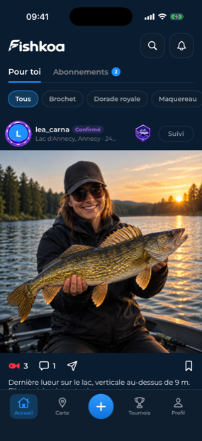 Le fil des prises dans l'application FishKoa